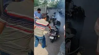 A fire broke out in an 2 wheeler parked outside SBI branch in Vadodara. No injuries reported. #fire