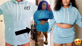 DIY $10 Oversized Hoodie to Two Piece Set| DIY CLOTHING TRANSFORMATION