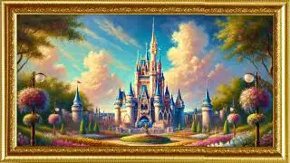 Disney Golden Framed Digital Painting Ambience | Mickey On Main Street