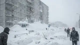 ❄️🌪️Камчатский охвачен метелью - Россия. Улицы, автомобили и здания погребены под снегом!