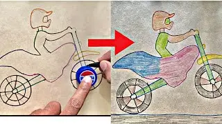 drawing for kids | learn make game bike drawing from bottle cap | racing game bike diagram | pencil
