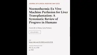 Normothermic Ex Vivo Machine Perfusion for Liver Transplantation: A Systematic Review... | RTCL.TV