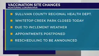 Sullivan Co. Regional Health Dept.: Vaccine site at Whitetop Creek Park closed Thursday due to weath