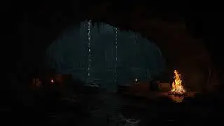Stormy Night Shelter in a Deep Forest Cave | Relentless Rain, Distant Thunder & Dark Ambience