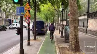 Paris Green bike lane at Boulevard de Magenta - July 16, 2020 10:10