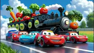 Turbo Tires: Little Cars with Black Veggies Train | Vegetable Songs & Nursery Rhymes for Kids 🎶🥦🍅