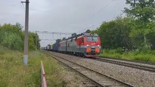 2ЭС5К-494 медленно следует на прямом участке Дербышки - о.п. 804 км