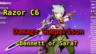 Razor Hexerei Buff | Sara C6 or Bennett C5? | Damage Comparison | Genshin Impact
