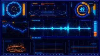 HUD Audio Video Loop - Audio Wave Analysis - Hud Elements Footage Background