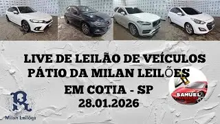 LIVE DE LEILÃO DE VEÍCULOS NO PÁTIO DA MILAN LEILÕES DO DIA 28.01.2026