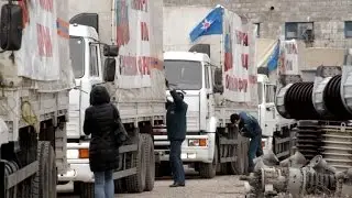 Un convoi d&rsquo;aide humanitaire de la Russie arrive en Ukraine