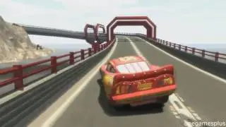 Lightning McQueen VS Dinoco Stunt Speedway Park Disney pixar car by onegamesplus