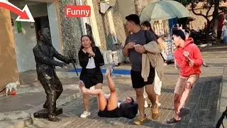 STATUE PRANK FUNNY REACTION,  JAKARTA INDONESIA,  PATUNG HIDUP LUCU