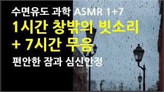 [수면유도 과학 ASMR 1+7] 1시간 빗소리 + 7시간 무음 & 블랙화면 / 잠오는 소리 창밖 빗소리 처마끝빗소리 심신안정 ASMR