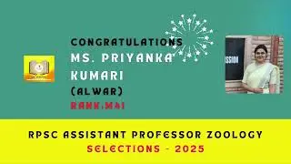 Assistant Professor Zoology Selections 2025!  Priyanka Anand RPSC Selection Journey with BiLS !