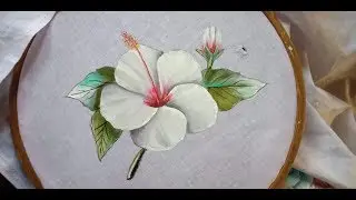 Fabric painting on clothes easy. how to paint  hybiscus flower on fabric. Acrylic painting.