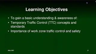 Work Zone Traffic Control Course Webinar Series - Part 1