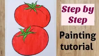 Tomatoes painting &hearts;️&hearts;️ tutorial by brush pens #art #india #creativity