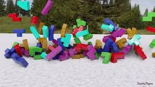 squishy tetris soft body physics simulation [4k]