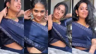 Mallu reels actress Nayana hot rare navel show 🔥💦💦 | hot boobs show in transparent saree 💦🔥🔥 | hot 💦