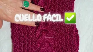 👉¡Cuello con TRENZA! Punto Arroz doble. ¡Muy Fácil!  Dos AgujasTutorial ¡Tejido para Principiante!