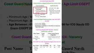 Indian Coast Guard Navik GD Branch Recruitment 2024 🚢🧭🎖️