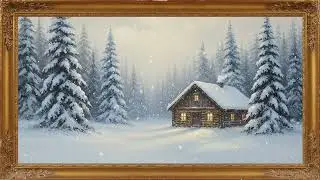 Peaceful Winter Home, Vintage Oil Painting Artwork Gold Frame TV Art Screensaver with Relaxing Music