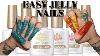 XXL Coffin Press-Ons🦋easy trendy jelly nails | using BORN PRETTY | beginner friendly nail art 2 WAYS