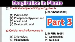 Biology NEET mcqs-Respiration in Plants MCqs - Part (3)- Plant Physiology MCQ