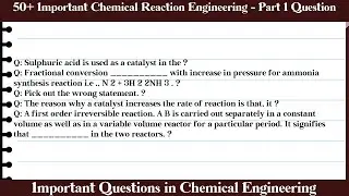 MCQ Questions Chemical Reaction Engineering - Part 1 with Answers