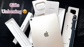 My new gifts Unboxing #LatestIPad Air #AppleWatch #ApplePencil  #Airpods | Manoo Creations