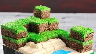 Рисовые хрустящие лакомства в виде блоков земли из Minecraft