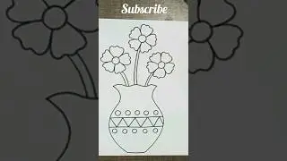 flower vase drawing easy steps 😊 #shorts #easydrawing #drawing
