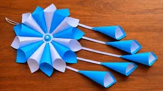 Quick & Easy Paper Wall Hanging Ideas / Heart Flower Wall decor / Cardboard  Reuse / School Project 