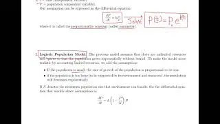 Modeling Via Differential Equations: Population Growth Models