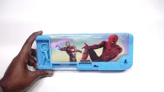 Iron Man And Spiderman Pencil Box with Key Lock