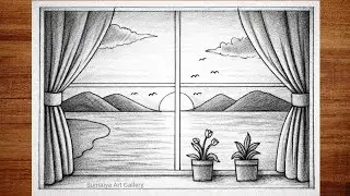Natural Scenery Drawing Easy | Easy and Beautiful Drawing with Pencil|Nature Drawing|Nisharg chitra