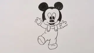 How to draw mickey mouse!! drawing!! how to draw mickey mouse step by step!! Pencil drawing