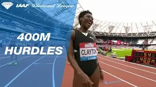 Rushell Clayton wins the 400m hurdles race in London - IAAF Diamond League 2019