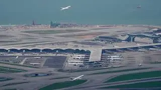 Dual Take off A350 vs A330 Hong Kong Airport New Runway System with ATC