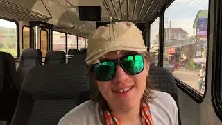 From Phnom Penh railway station to the airport by diesel carriage.