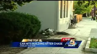 Overnight chase ends when car hits building