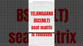 TELAMGAANA BSC(MLT) seat matrix is released #@Neet.emcet.councunceling