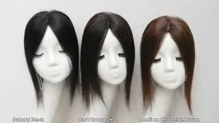Butterfly net hair topper: Parting Without Bangs Colour Comparison