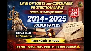 Pass CCSU K 1003 Exam Law of Torts Top Repeated Questions 2014 2025  LL B 1st Sem 2026 Review