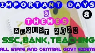 All Important Days and Themes August 2020 | GAURAV