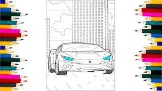 RED Lamborghini Coloring Page/Sport Car Powerful Engine/Art Therapy/How to Draw a Car!