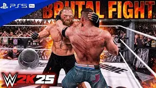 WWE 2K25 - BROCK LESNAR VS JOHN CENA BRUTAL FIGHT | WRESTLEMANIA 42 