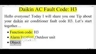 How to solve daikin air conditioner error code h3?