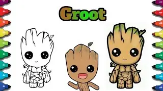 How to Draw Groot | Guardians of the Galaxy | Painting and Coloring for Kids